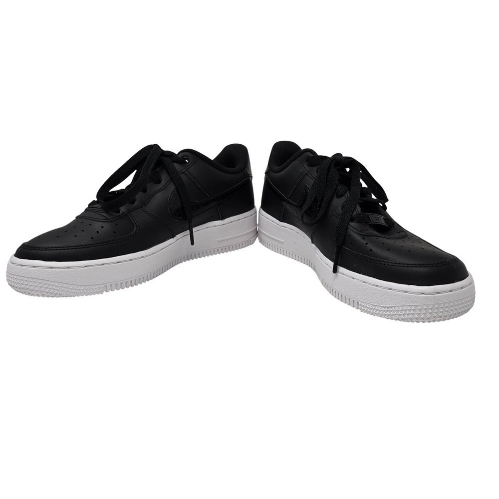 Nike Air Force 1 Low GS 6Y Black White New FV7725-001 Croc Embossed Leather - Picture 4 of 8